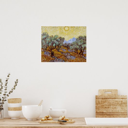 Vincent van Gogh - Olivenbäume, Gelber Himmel und Poster (Küche)