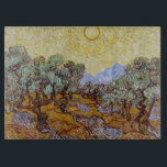 Vincent van Gogh - Olivenbäume, Gelber Himmel und  Schneidebrett<br><div class="desc">Olivenbäume mit gelbem Himmel und Sonne / Oliviers avec ciel jaune et soleil - Vincent van Gogh,  1889</div>