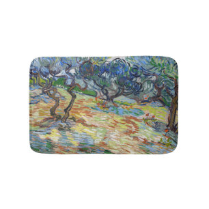 Vincent van Gogh - Olivenbäume: Hellblauer Himmel Badematte