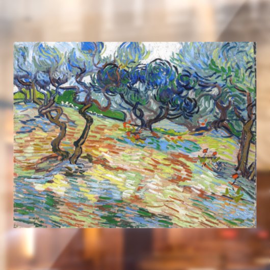 Vincent van Gogh - Olivenbäume: Hellblauer Himmel Fensteraufkleber (Blatt 2)