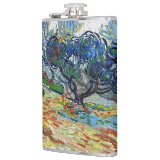 Vincent van Gogh - Olivenbäume: Hellblauer Himmel Flachmann (Links)