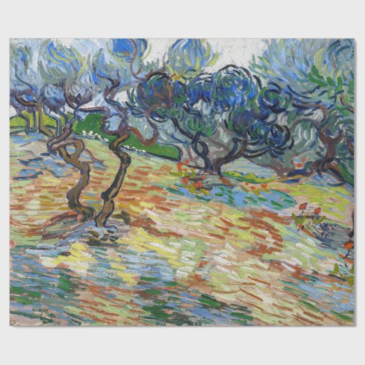 Vincent van Gogh - Olivenbäume: Hellblauer Himmel Geschenkpapier (Flach)