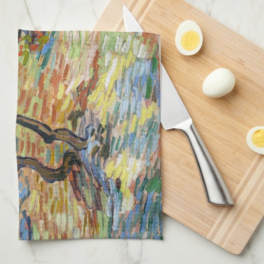 Vincent van Gogh - Olivenbäume: Hellblauer Himmel Geschirrtuch (Viertel Falte)