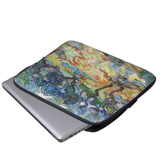 Vincent van Gogh - Olivenbäume: Hellblauer Himmel Laptopschutzhülle (Vorne Knopf)