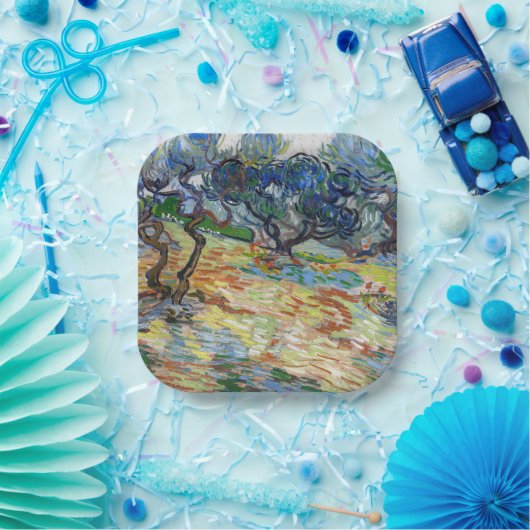 Vincent van Gogh - Olivenbäume: Hellblauer Himmel Pappteller (Party)