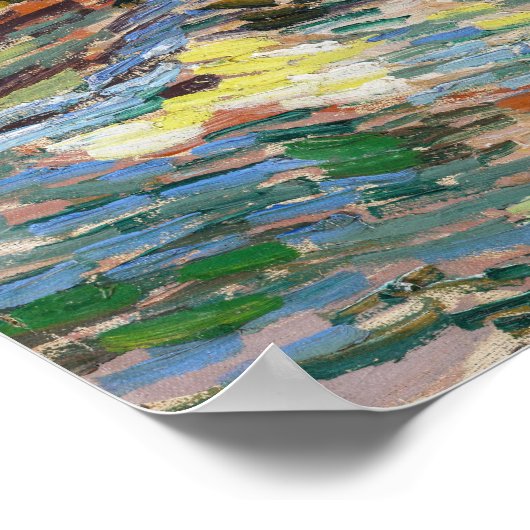 Vincent van Gogh - Olivenbäume: Hellblauer Himmel Poster (Ecke)