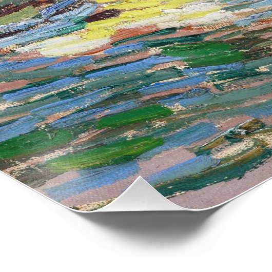 Vincent van Gogh - Olivenbäume: Hellblauer Himmel Poster (Ecke)