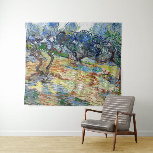 Vincent van Gogh - Olivenbäume: Hellblauer Himmel Wandteppich (Beispiel (Horizontal))