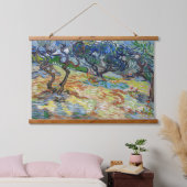 Vincent van Gogh - Olivenbäume: Hellblauer Himmel Wandteppich Mit Holzrahmen (Schlafzimmer)