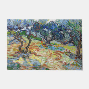 Vincent van Gogh - Olivenbäume: Heller blauer Himm Fußmatte