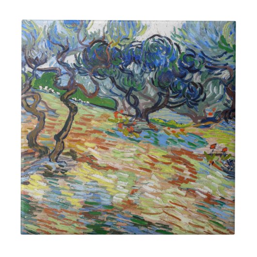 Vincent van Gogh - Olivenbäume: Helles blaues Himm Fliese (Vorderseite)