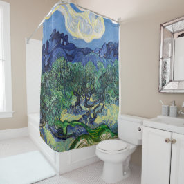 Vincent van Gogh - Olivenbäume mit den Alpen Duschvorhang