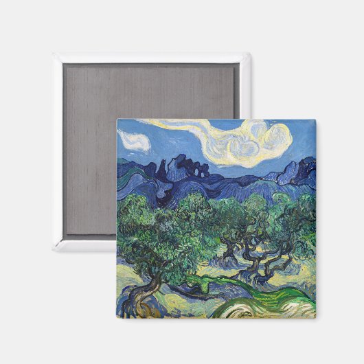 Vincent van Gogh - Olivenbäume mit den Alpen Magnet (Vorderseite/Rückseite)