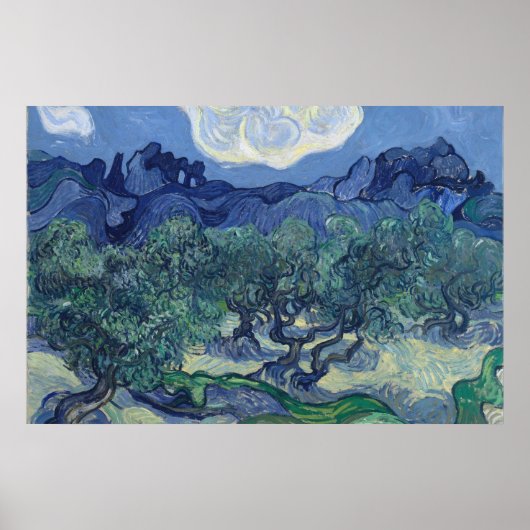 Vincent Van Gogh - Olivenbäume mit den Alpen Poster (Vorne)