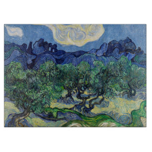 Vincent van Gogh - Olivenbäume mit den Alpen Schneidebrett