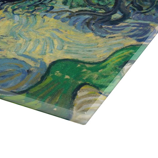 Vincent van Gogh - Olivenbäume mit den Alpen Schneidebrett (Ecke)