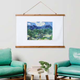 Vincent Van Gogh, Olivenbäume mit den Alpen Wandteppich Mit Holzrahmen