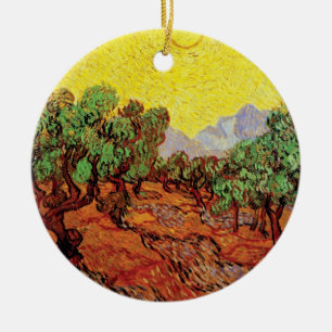 Vincent Van Gogh - Olivenbäume mit gelbem Himmel Keramikornament