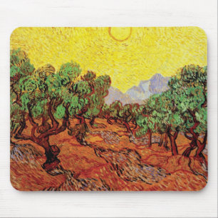 Vincent Van Gogh - Olivenbäume mit gelbem Himmel Mousepad