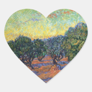 Vincent Van Gogh Olivenhain Impressionismus Kunst Herz-Aufkleber