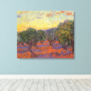 Vincent van Gogh - Olivenhain, orangener Himmel Leinwanddruck