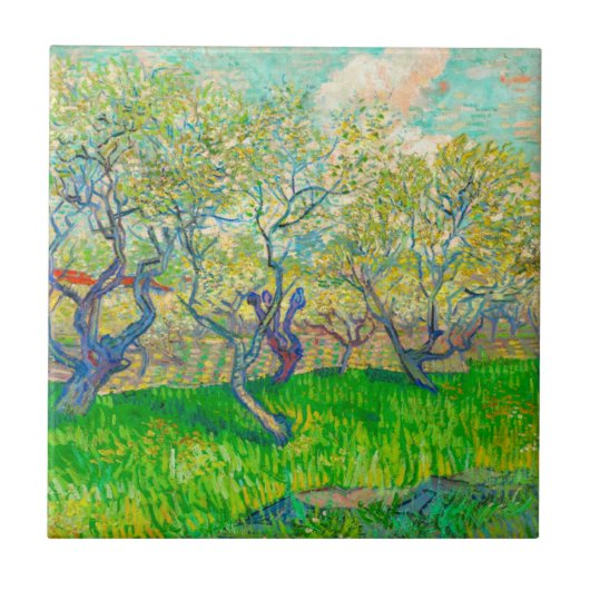 Vincent van Gogh Orchard in Blossom Fliese (Vorderseite)