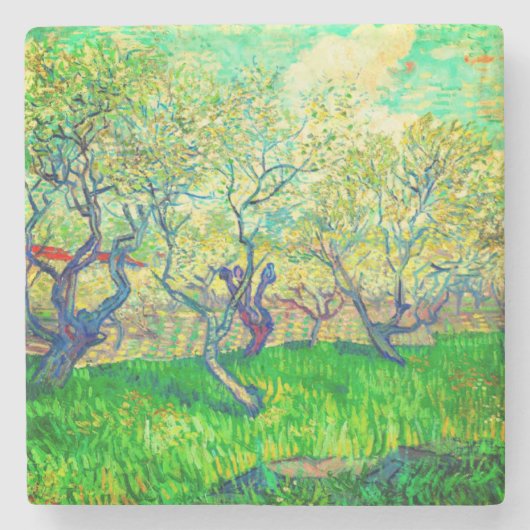 Vincent van Gogh Orchard in Blossom Steinuntersetzer (Vorderseite)