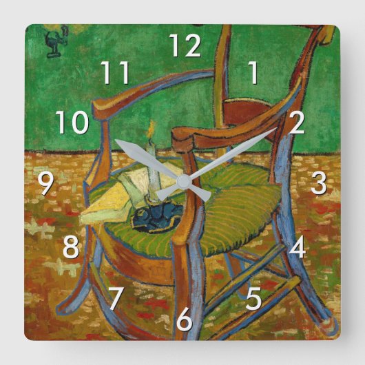 Vincent van Gogh - Paul Gauguins Sessel Quadratische Wanduhr (Vorderseite)