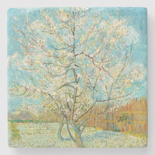 Vincent van Gogh - Pink Peach Tree in Blossom Steinuntersetzer (Vorderseite)