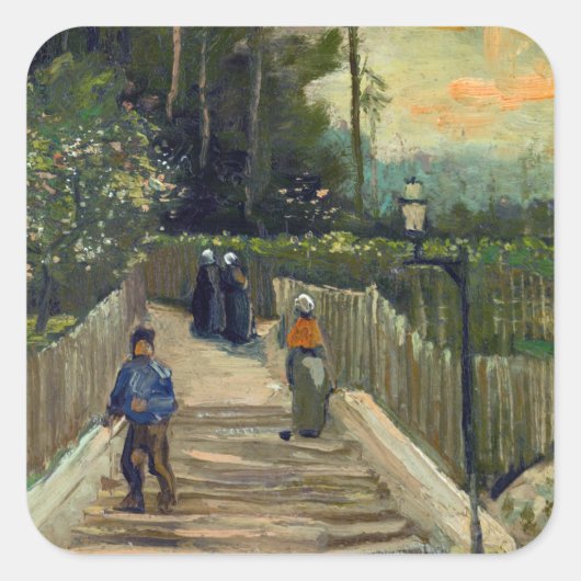 Vincent van Gogh - Piste in Montmartre Quadratischer Aufkleber (Vorderseite)