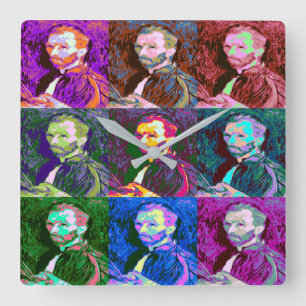 Vincent van Gogh Pop Art Quadratische Wanduhr