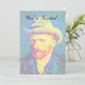 Vincent Van Gogh - Pop Art Self Portrait with Hat Einladung (Stehend Vorderseite)
