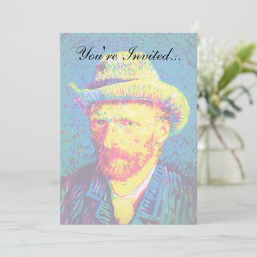 Vincent Van Gogh - Pop Art Self Portrait with Hat Einladung (Stehend Vorderseite)