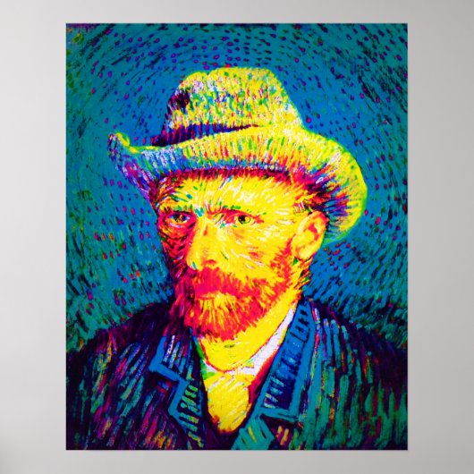 Vincent Van Gogh - Pop Art Self Portrait with Hat Poster (Vorne)