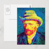 Vincent Van Gogh - Pop Art Self Portrait with Hat Postkarte (Vorne/Hinten)