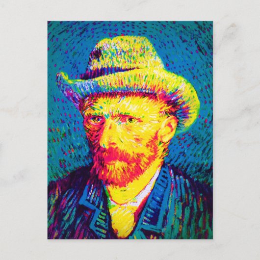 Vincent Van Gogh - Pop Art Self Portrait with Hat Postkarte (Vorderseite)