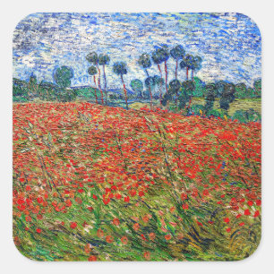 Vincent van Gogh - Poppy Field Quadratischer Aufkleber