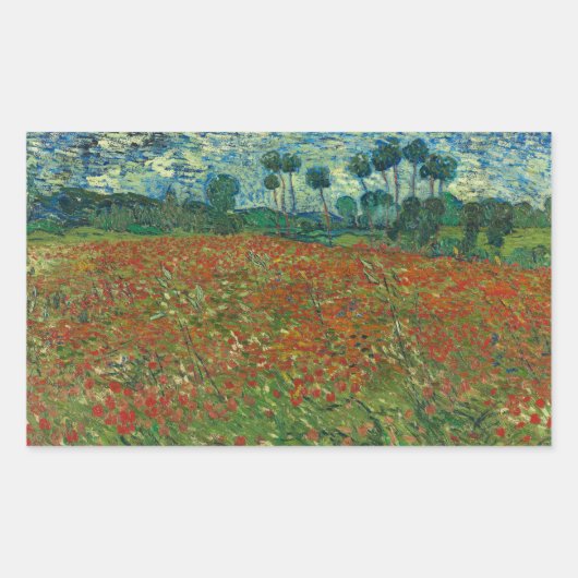 Vincent van Gogh - Poppy Field Rechteckiger Aufkleber (Vorderseite)