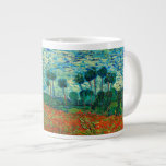 Vincent Van Gogh Poppy Field Vintag Art Jumbo-Tasse<br><div class="desc">Vincent Van Gogh Poppy Field Vintag Fine Art Vincent Willem van Gogh war ein postimpressionistischer Maler, dessen Werk weit reichende Auswirkungen auf die Kunst des 20. Jahrhunderts hatte: Porträts, Selbstporträts, Landschaften und Stillleben von Zypressen, Blüten, Weizenfeldern und Sonnenblumen. Zwischen 1886 und 1890 fertigte Vincent van Gogh sieben verschiedene Gemälde mit...</div>