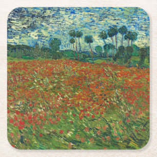 Vincent Van Gogh Poppy Field Vintag Art Rechteckiger Pappuntersetzer