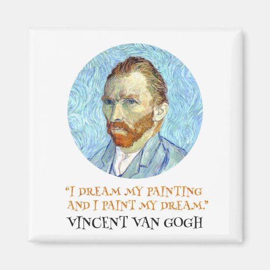 Vincent Van Gogh Portrait mit Zitat Magnet (Vorne)