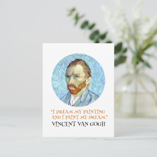 Vincent Van Gogh Portrait mit Zitat Postkarte (Stehend Vorderseite)