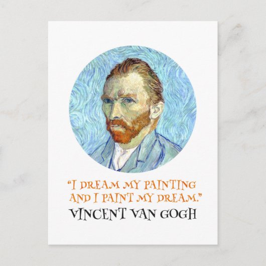 Vincent Van Gogh Portrait mit Zitat Postkarte (Vorderseite)
