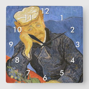 Vincent Van Gogh - Portrait von Dr. Paul Gachet Quadratische Wanduhr