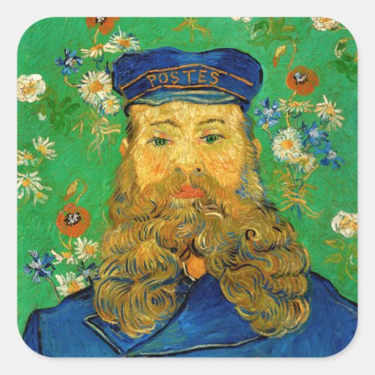Vincent Van Gogh - Postman Joseph Roulin Quadratischer Aufkleber (Vorderseite)