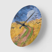 Vincent van Gogh | Radfeld mit Krähen, 1890 Runde Wanduhr (Winkel)