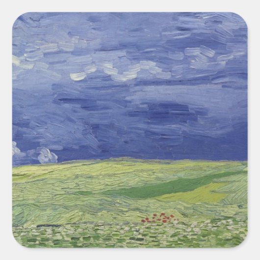 Vincent van Gogh | Radfelder unter Thunderclow Quadratischer Aufkleber (Vorderseite)