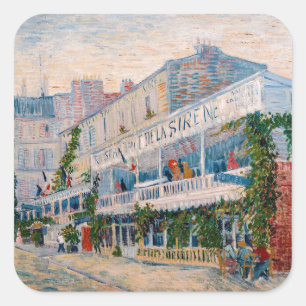 Vincent van Gogh - Restaurant de la Sirene Quadratischer Aufkleber