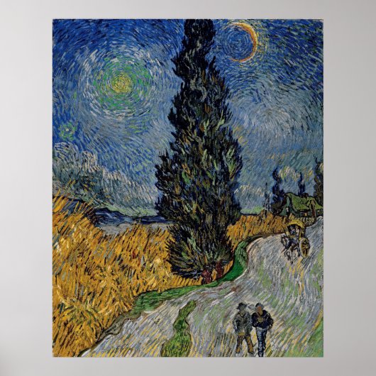 Vincent Van Gogh Road mit Cypress & Star Malerei Poster (Vorne)