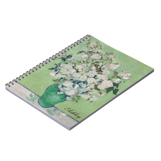 Vincent Van Gogh Rose Impressionist Monogram Notizblock (Linke Seite)